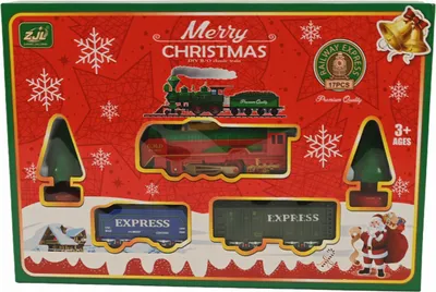 Produktbild von Elektrische Weihnachtseisenbahn - 17-teiliges Zug Set mit Lokomotive & Schienen für Kinder