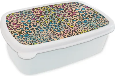 Produktbild von KitchenYeah® Lunchbox Brotzeit Brotdose 17x11 cm Pantherdruck - Muster - Farben Kinder Brotzeitdose - Lunch Box - Kinder - Sandwich-Box - Schulbox - Lunch Boxen