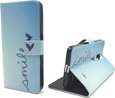Produktbild von Handyhülle Tasche für Case Handy ZTE Blade V7 Lite Schriftzug Smile Blau
