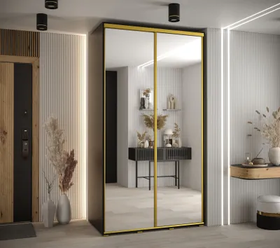 Produktbild von Kleiderschrank YVONA 2 – 130/60 cm, schwarz/gold