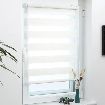 Produktbild von Grandekor Doppelrollo Klemmfix ohne Bohren 100x120cm Leinen lichtdurchlässig & verdunkelnd Duo Roll Klemmrollo für Fenster und Tür Fensterrollo Zebrarollo