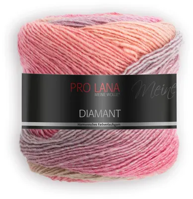 Produktbild von Pro Lana DIAMANT 150 g Multicolorgarn mit harmonischem Farbverlauf 525 m Farbe 093 - rosa/grau