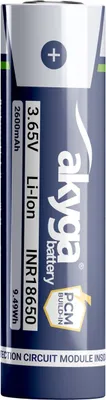 Image de Batterie Li-Ion INR18650 Akyga AKY2454 3,6 V / 2600 mAh avec protection