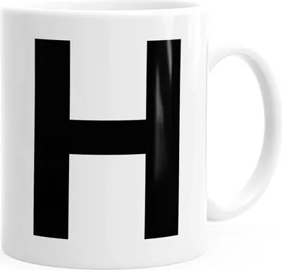 Produktbild von Kaffee-Tasse Buchstaben Buchstabe Arial Bold glänzend Kaffeetasse Teetasse Keramiktasse MoonWorks® H weiß unisize