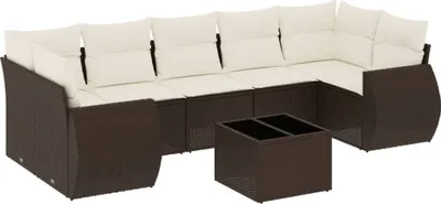 Produktbild von vidaXL 8-tlg. Garten-Sofagarnitur mit Kissen Braun Poly Rattan