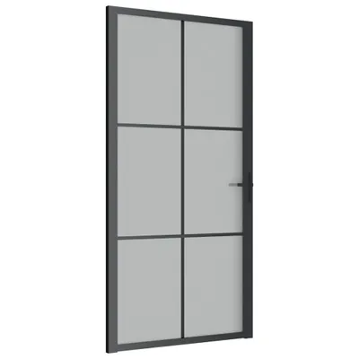Zdjęcie produktu dla vidaXL Drzwi wewnętrzne 102,5x201,5 cm czarne matowe szkło i aluminium