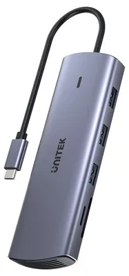 Image de Hub USB-C UNITEK 9-en-1 : HDMI, VGA, SD, RJ45, alimentation PD 100 W