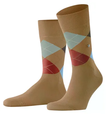 Productafbeelding van Burlington heren sokken, model King M, van katoen, met dessin, 1 paar, bruin biscuit, artikelnummer 515