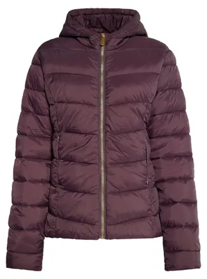 Produktbild von Warme Damen Daunenjacke braun Größe M mit tierfreundlicher Synthetikfüllung und bequemem Kinnschutz