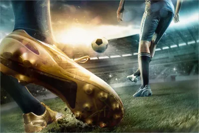Produktbild von Wallario selbstklebendes Poster - Fußball Goldschuh auf dem Feld, Größe: 61 x 91,50 cm