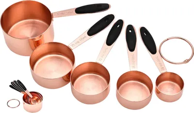 Obrázek produktu pro 5PCS Set Rose Gold Nerezové odměrky 30ml-250ml Kuchyňské odměrky s měřením pro pečení vaření