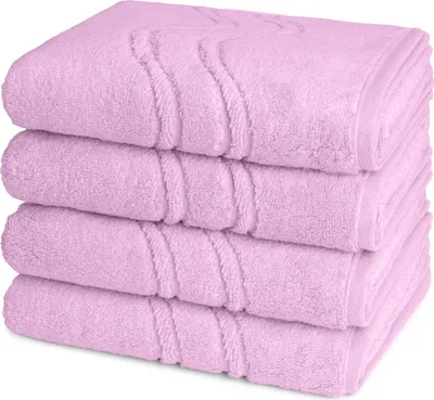 Produktbild von Ross Cashmere feeling 4 X Handtuch im Set Walkfrottee aus Baumwolle 520 g/m², Weich saugstark mit Aufhänger Kordel, Wellenmuster und gewebte Bordüre elegant