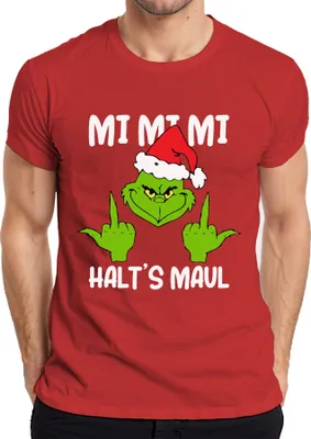 Produktbild von Mi Mi Mi Halt's Maul Grinch Spruch Anti-Weihnachten - Weihnachten Christmas Xmas Herren T-Shirt, Rot, XL