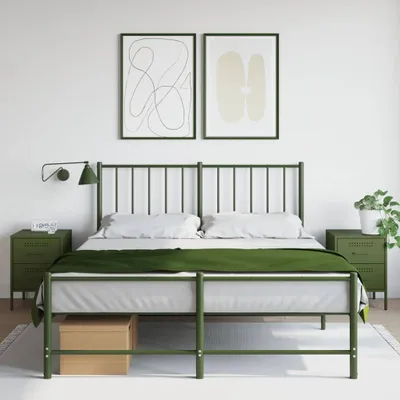 Image de vidaXL Tables de nuit 2 pcs. Vert olive 36x39x50,5 cm Acier