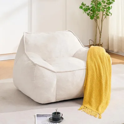 Zitzak für Erwachsene, extra groß, Chenille, beige, mit Armlehnen