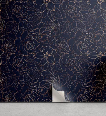 Immagine prodotto di ABAKUHAUS Carta da parati rimovibile e adesiva blu navy per la casa, motivo floreale astratto, accento autoadesivo per soggiorno e cucina, 33 cm x 250 cm, indaco sabbia marrone