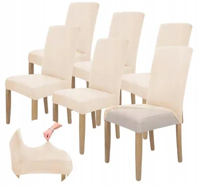 Produktbild von Stuhlhusse 6er Pack - Hellbeige - Universal - Stretch - Bezug für Stühle - Elasthan