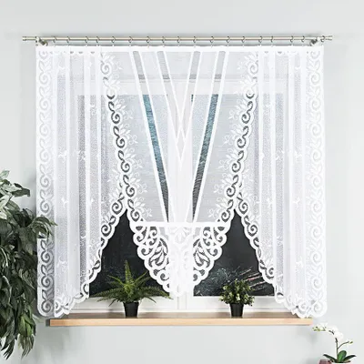 Produktbild von ROZALIA - Fertiger Jacquardvorhang mit Schnitt unten - 250x160 cm - weiß