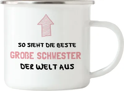 Produktbild von So Sieht Die Beste Große Schwester Aus Emaille Tasse Lieblingsschwester Geschenkidee Geburtstag Bruder Schwester