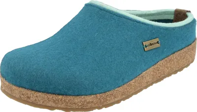 Produktbild von Haflinger Damen Pantoffel Wollfilz Hausschuh Grizzly Kris 711056, Größe:38 EU, Farbe:Türkis