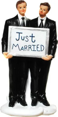 Produktbild von Männer Hochzeitspaar mit Schild - Just Married