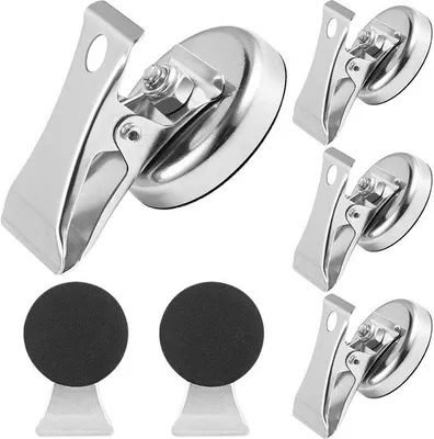 Immagine prodotto di 6 potenti magneti in acciaio inossidabile da 3,2 cm per frigorifero con supporto bianco