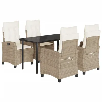 Produktbild von vidaXL 5-tlg. Garten-Essgruppe mit Kissen Beige Poly Rattan