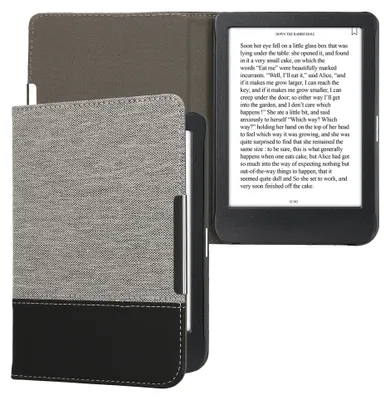 Produktbild von kwmobile Hülle kompatibel mit Kobo Clara BW / Clara Colour / Tolino Shine (5) / Shine Color - Canvas eReader Schutzhülle Cover Case - Dunkelgrau