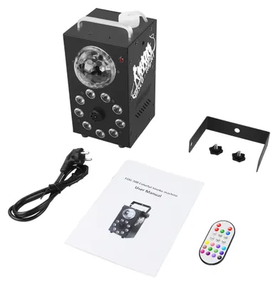 Immagine prodotto di Macchina del fumo 3-in-1 per palcoscenico e discoteca - 700 W - 9 luci LED - Nebbia colorata - Telecomando wireless - Spina EU - Colore nero