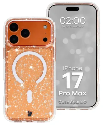 Produktbild von Glitzer Hülle mit Magnetring für iPhone 17 Pro Max, Bizon Case SparklO, Transparent mit Glitzer