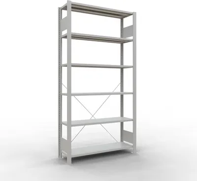 Produktbild von Schulte Büro-Fachbodenregal MULTIplus85 Stecksystem ohne Anschlagleiste | Grundregal | Fachlast 85kg | HxBxT 200x100x30cm | 6 Ebenen | Einseitig nutzbar | Lichtgrau