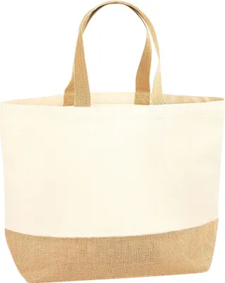 Produktbild von Westford Mill Canvas-Tragetasche mit Jute-Boden, XL RW7097 (Einheitsgröße) (Natur)