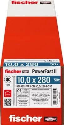 Produktbild von Fischer 566325, Schraube, Verzinkter Stahl, Holz, Zink, Teilgewinde, Senkkopf