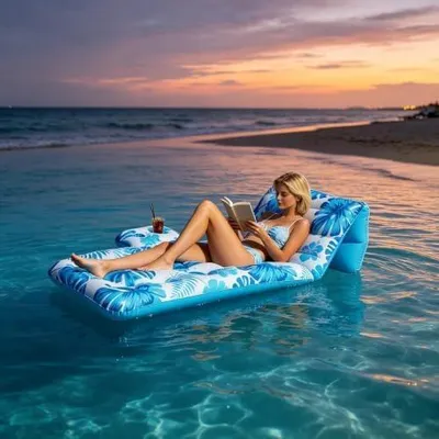 Produktbild von Seenest-Flöße für Erwachsene mit Rückenlehne – Wasserspaß, Poolliege für Fluss, Garten und Sommerparty zum Sonnenbaden und Schwimmen