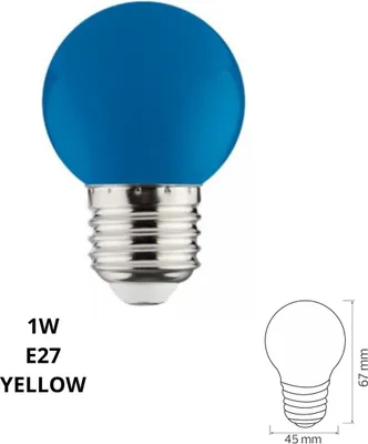 Zdjęcie produktu dla 0LED-001-017-0001-010: Żarówka LED HOROZ do girland, mała kulka, 1 W, niebieska, E27, 230 V, kolorowa żarówka LED, tęcza