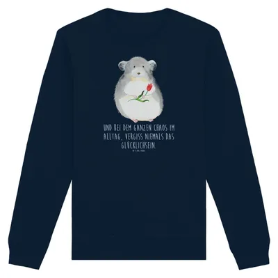 Produktbild von Mr. & Mrs. Panda Rundhals Pullover Chinchilla Blume Größe XL - French Navy - Geschenk, Sweatshirt, Lustige Sprüche, Chinchillas, Sweater, Baumwoll, Pulli, Kummer, Chaos