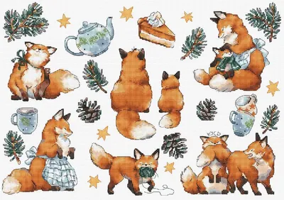 Produktbild von Letistitch Kreuzstich Stickpackung "Fuchse Neujahr", Zählmuster, 39x27cm