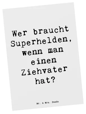 Produktbild von Mr. & Mrs. Panda Grußkarte Spruch Ziehvater Held - Weiß - Geschenk, Ansichtskarte, bildkarte, Stiefvater, Postkarten, Postkarte, Beziehung, Bonusvater, Inspiration