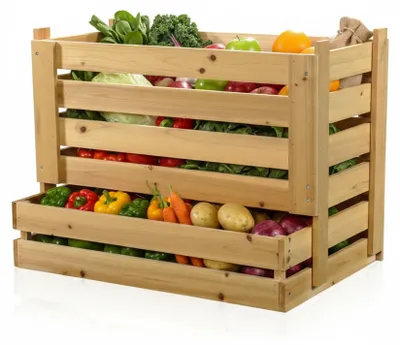 Image de Mucola caisse à pommes de terre en bois 58x38x42 cm caisse à provisions caisse universelle pour pommes de terre vin fruits pommes