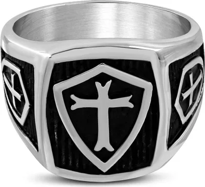 Produktbild von Herrenring Edelstahl Herren Damen Ring Kreuz Cross Biker Bandring Siegelring Autiga® silber 57 - Ø 18,05 mm