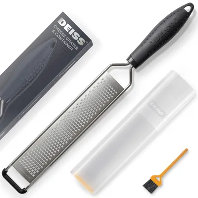 Produktbild von Deiss LUX Feine Reibe & Zester – Edelstahl-Handreibe für Zitrusfrüchte, Parmesan, Gewürze, Knoblauch, Ingwer, Schokolade & Nüsse