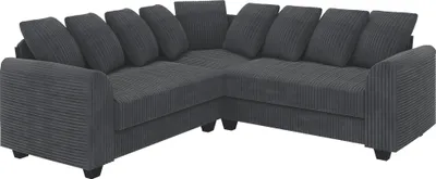 Immagine prodotto di AIORBER Divano moderno componibile ad angolo a L, divano combinato deep cloud, 5 posti, con cuscini, in velluto a coste, comodo e robusto, versatile, grigio