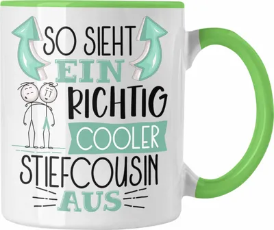 Produktbild von Trendation - Stiefcousin Tasse Geschenk So Sieht Ein RIchtig Cooler Stiefcousin Aus Geschenkidee Lustiger Spruch Geburtstag Becher Kaffeetasse (Grün)