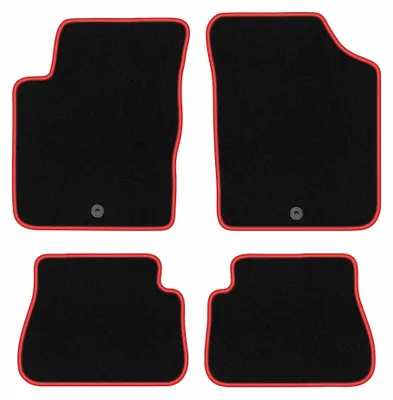 Produktbild von Velours-Fußmatten für Kia Picanto I 2003-2011 (Schrägheck) – 4-tlg, Schwarz/Rot, passgenau – Wielganizator CARLUX
