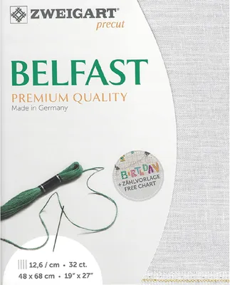 Obrázek produktu pro Počítací látka BELFAST Zweigart Precut 32 ct. 3609 barva 2055 perleťová, vyšívací látka ze 100% lnu pro vyšívání 48x68 cm