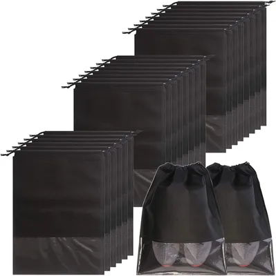 Imagen del producto de Bolsas de tela no tejida, paquete de 24 unidades, con cordón, para almacenamiento