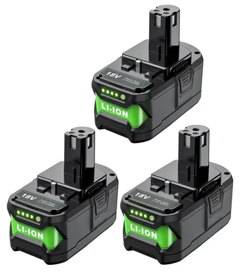 Image de Batterie rechargeable, capacité de 9 500 mAh, technologie Li-Ion, compatible avec Ryobi, lot de 3