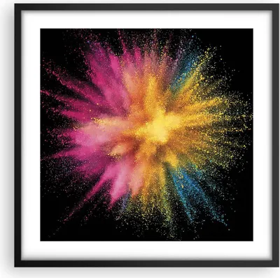 Produktbild von Gerahmtes Poster - Schwarzer Rahmen - Bunt Staub Explosion - 50x50 cm - Wand Bild - Wanddeko - Wandbilder - Kunstposter - Wandposter - Bilderrahmen - Bilder - Kunstdruck - P2BAC50x50-4529