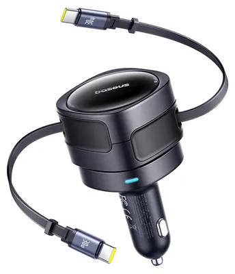 Produktbild von Baseus Enjoyment Max Autoladegerät mit USB-C+USB-C-Kabeln 60W Schwarz