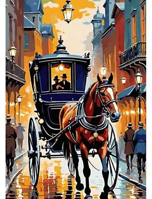 Image de Kit de peinture diamant 5D, motif : calèche européenne, dimensions : 30x40 cm, à réaliser soi-même